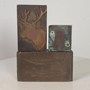 Antique Printing Block Stamps Set Of 3